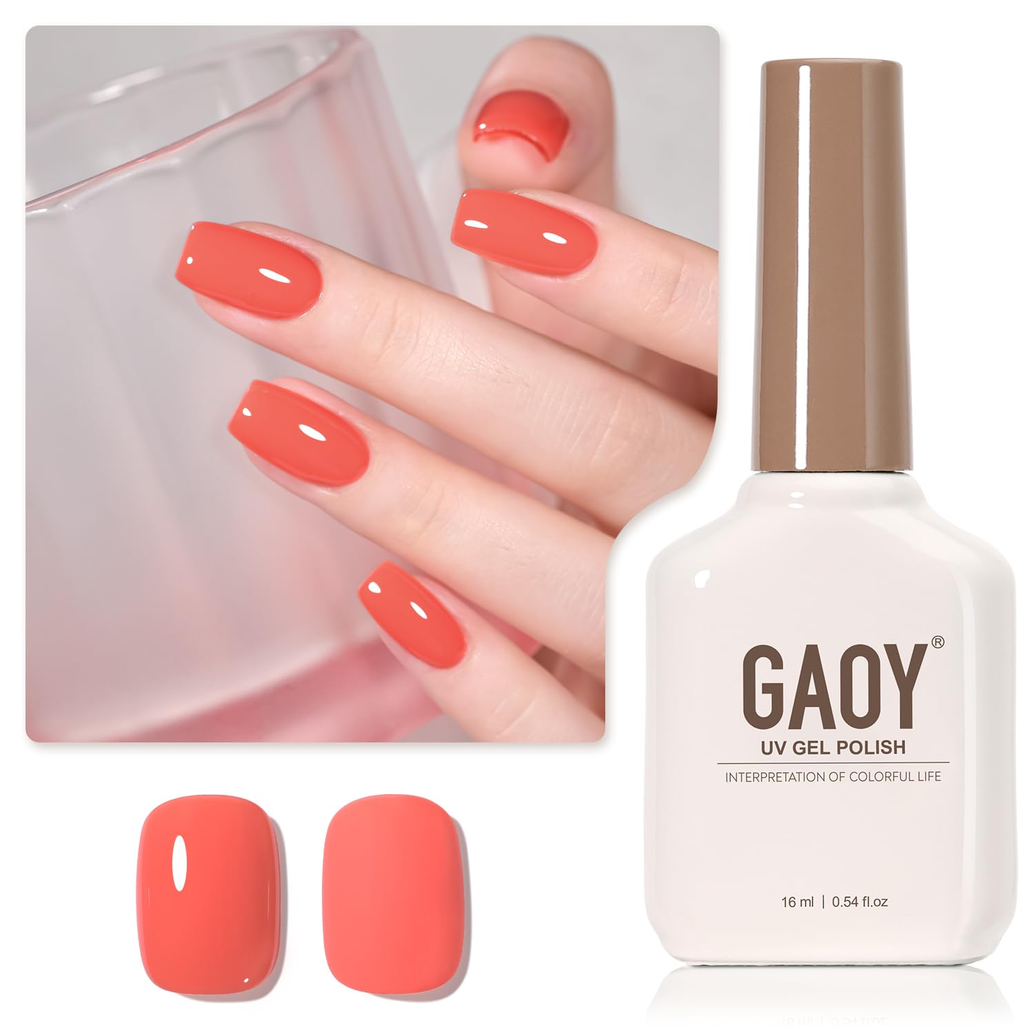 GAOY Orange Gel Nail Polish 16ml bottle for vibrant two-coat color at home.