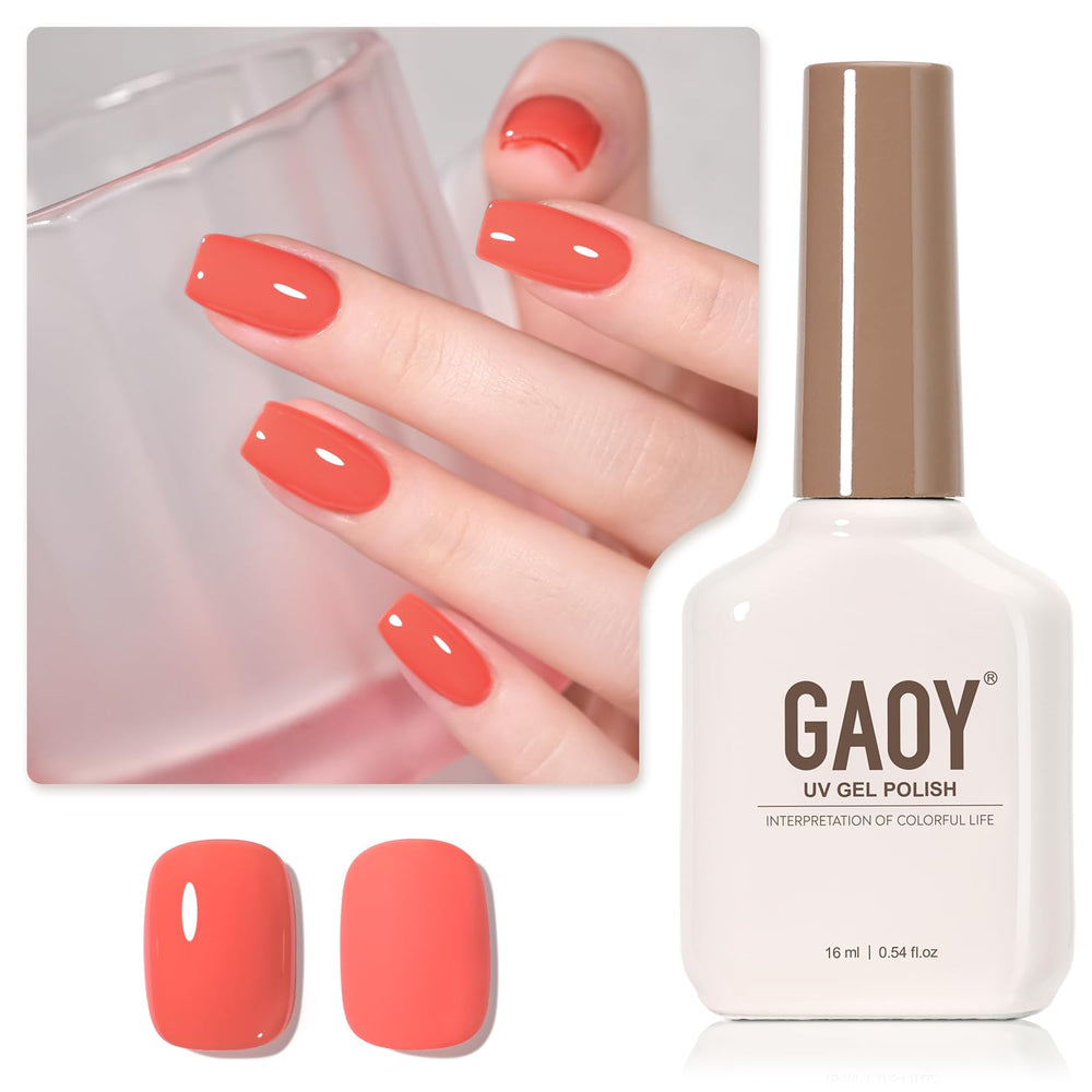 GAOY Orange Gel Nail Polish 16ml bottle for vibrant two-coat color at home.