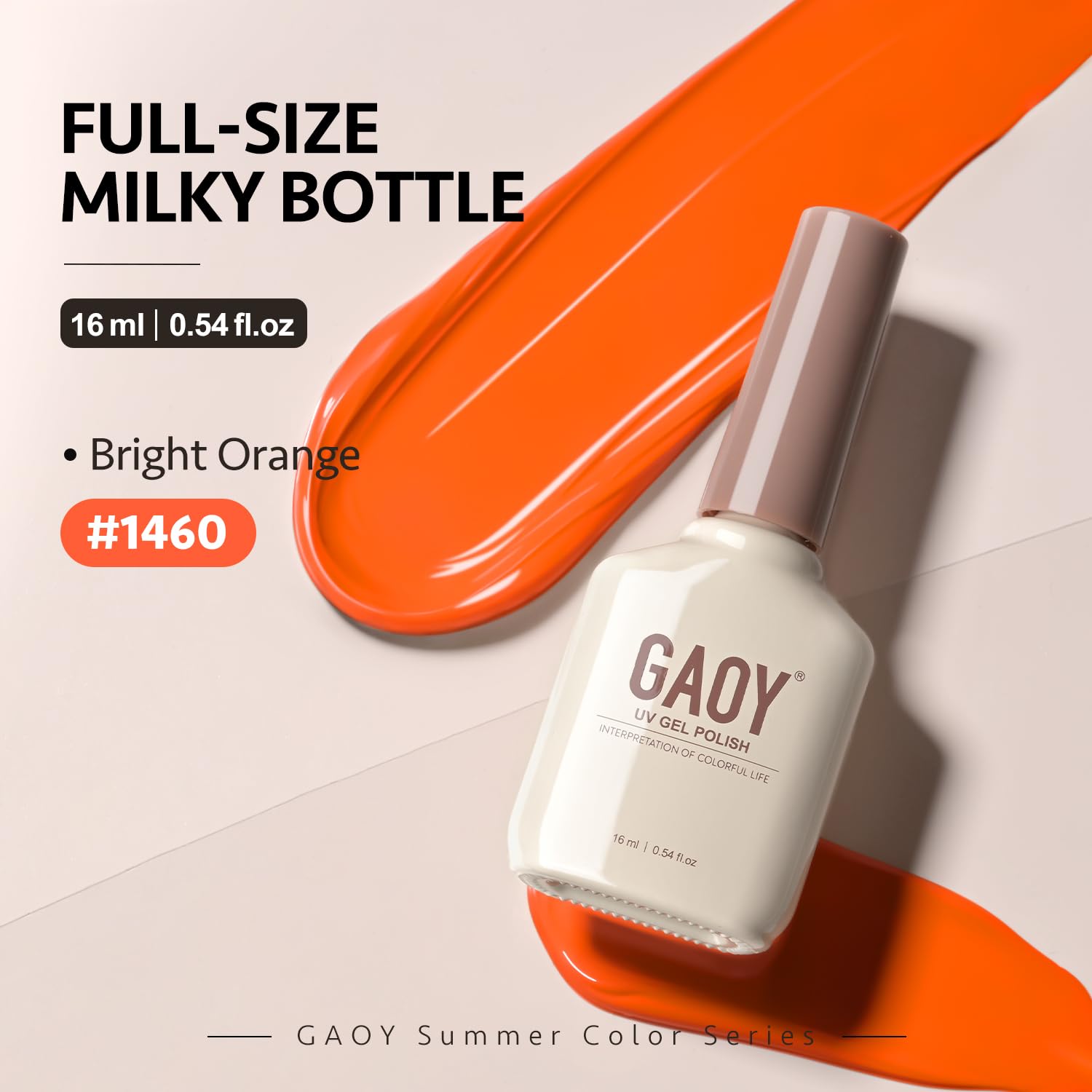 GAOY orange gel nail polish packaging ready for 16ml bottle.
