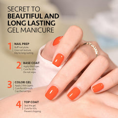 GAOY orange gel nail polish UV curing in 60 seconds.