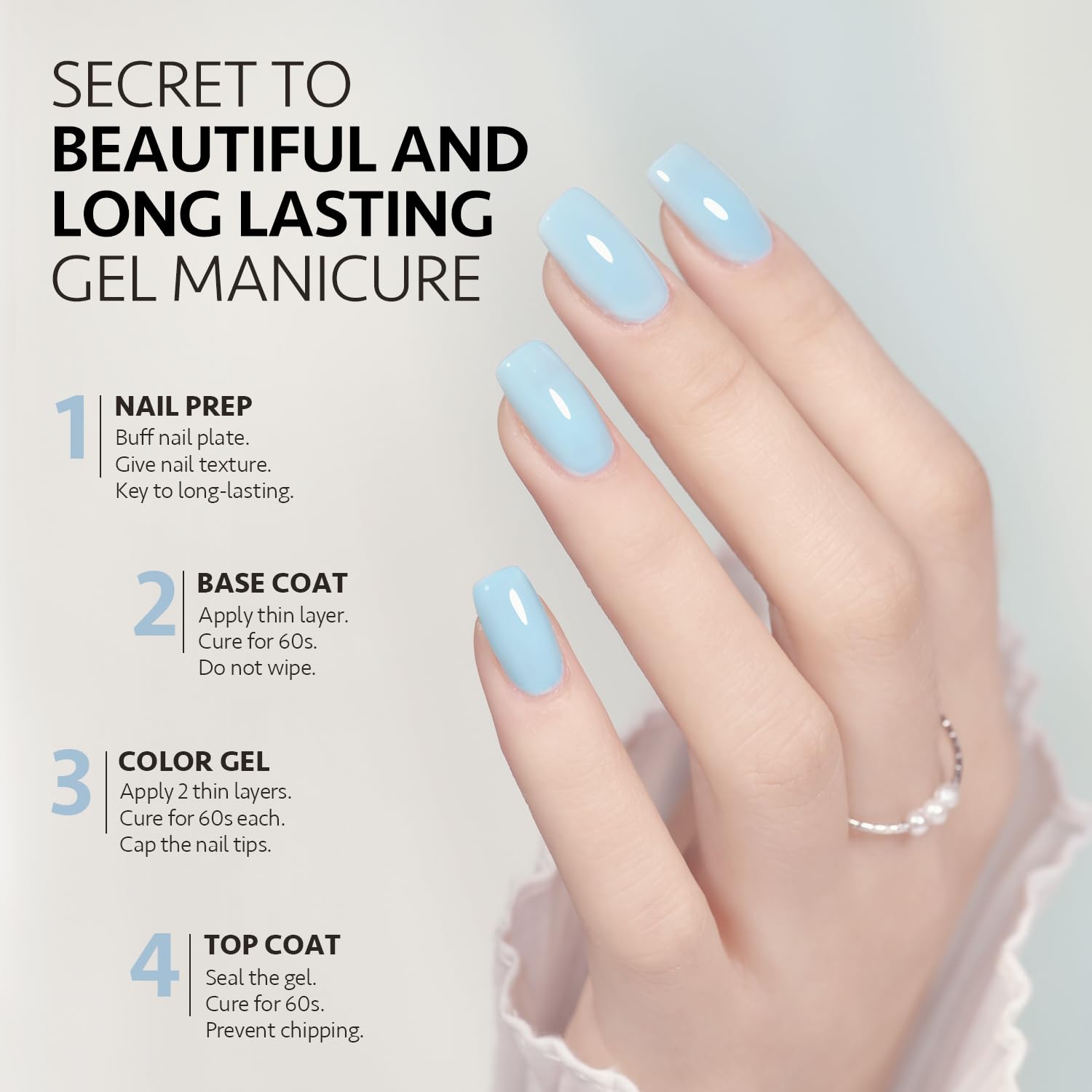 GAOY pastel gel nail polish soft candy design for spring manicures.