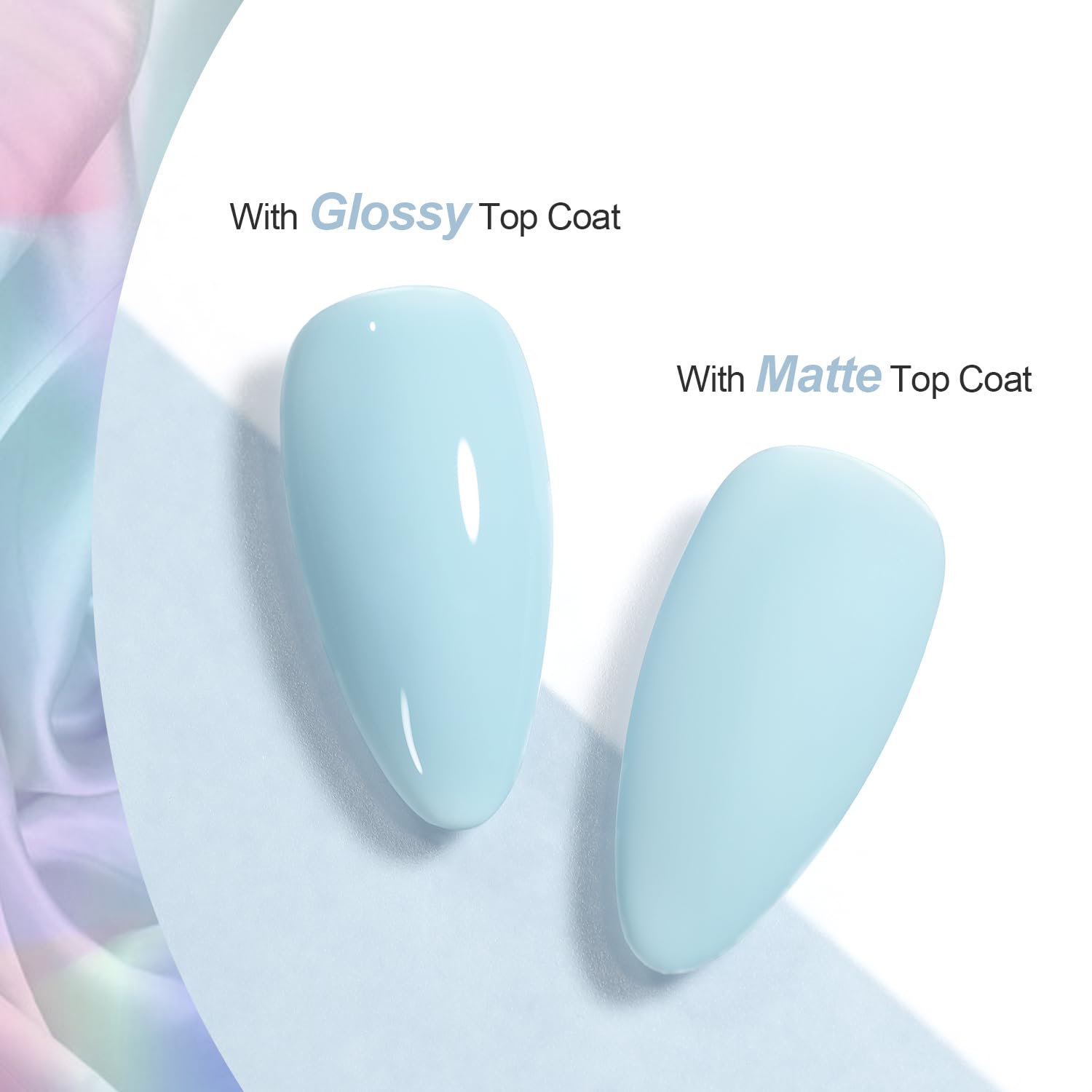 GAOY Pastel Gel Nail Polish blue color swirl shows even coverage.