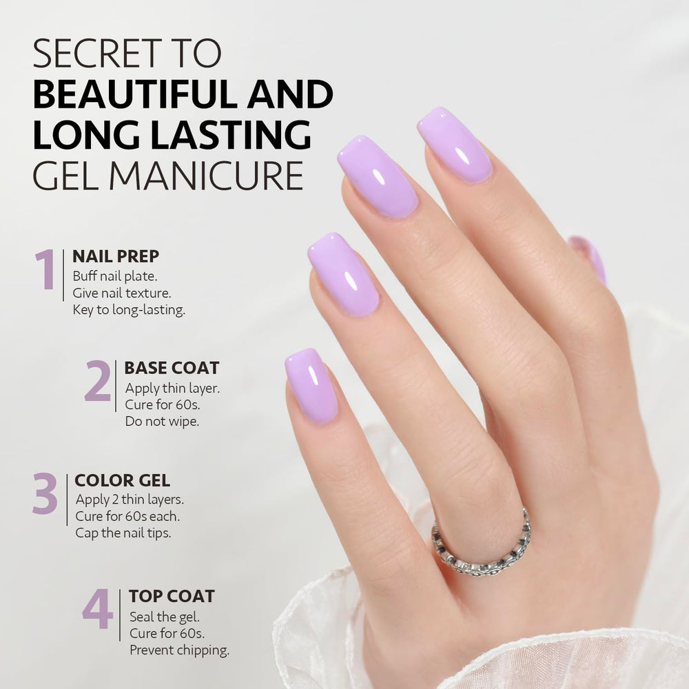 GAOY glossy top coat over pastel gel color for a shiny finish