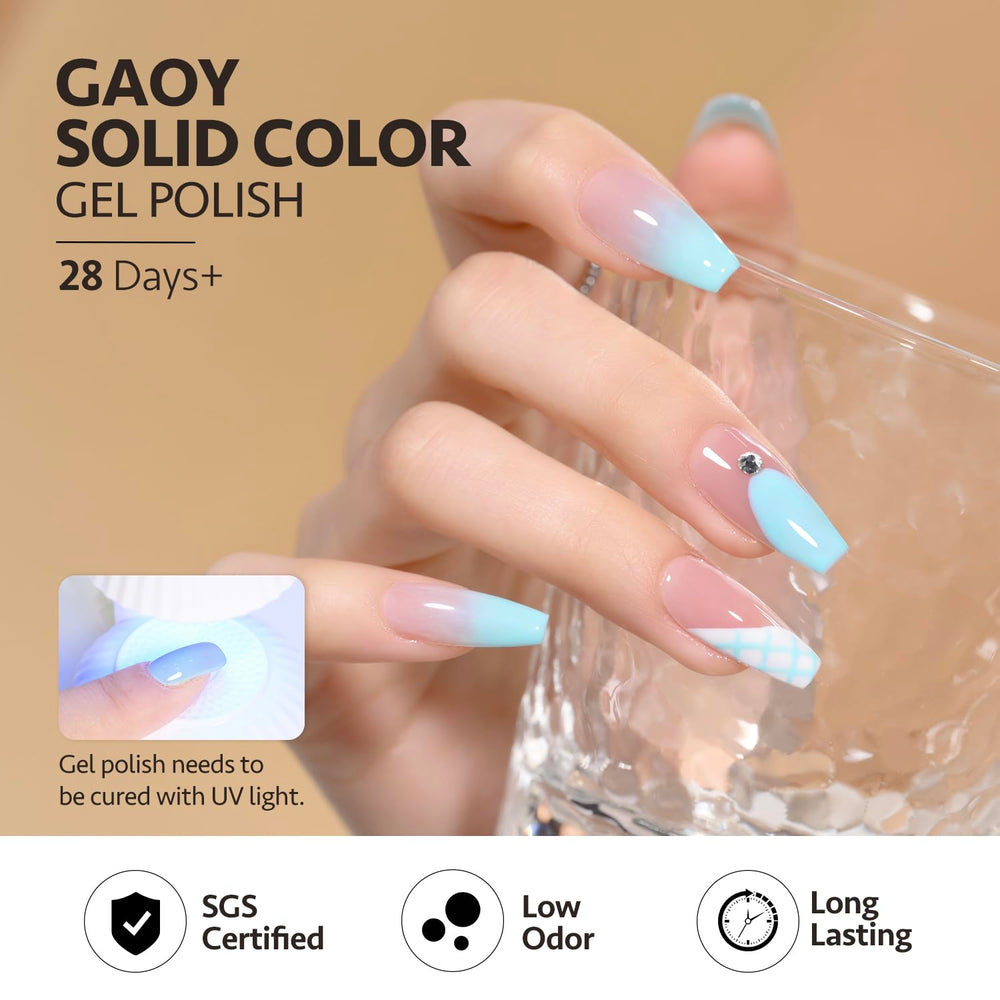 GAOY pastel gel nail polish 16ml bottle ideal for home use.