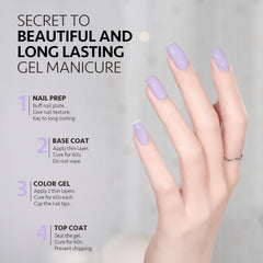 GAOY pastel purple gel nail polish under UV lamp for quick drying.
