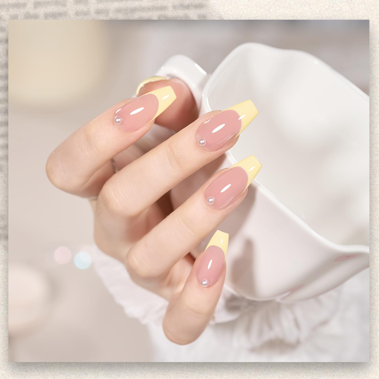 Color swatches showing GAOY Pastel Yellow shade for DIY nails.