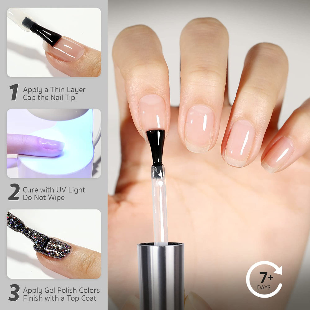 GAOY gel base coat being brushed onto nail for easy removal