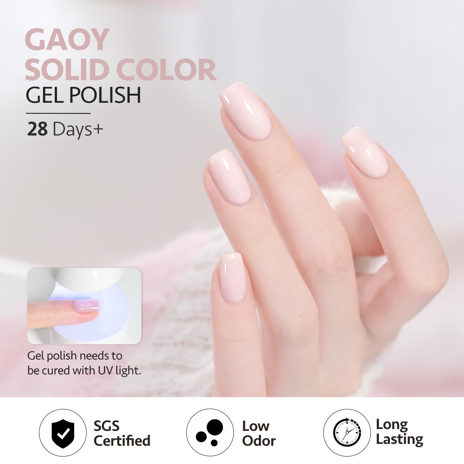 GAOY Pink Gel Nail Polish packaging shows 16ml bottle