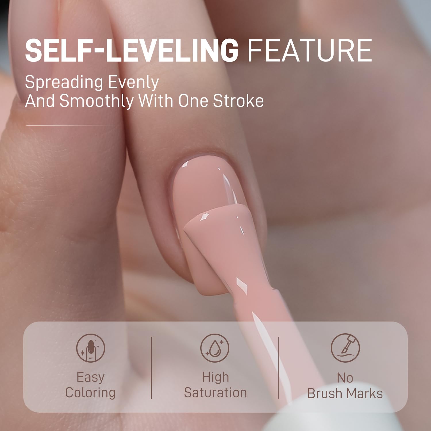 GAOY Pink Gel Nail Polish self-leveling swatch shows smooth, even coverage.
