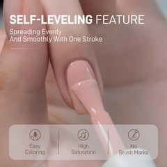 GAOY Pink Gel Nail Polish self-leveling swatch shows smooth, even coverage.