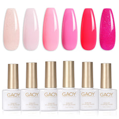 GAOY Pink Glitter Gel Nail Polish Set color swatches for at-home manicure