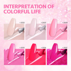 GAOY gel polish bottles show six nude glitter shades for DIY nails