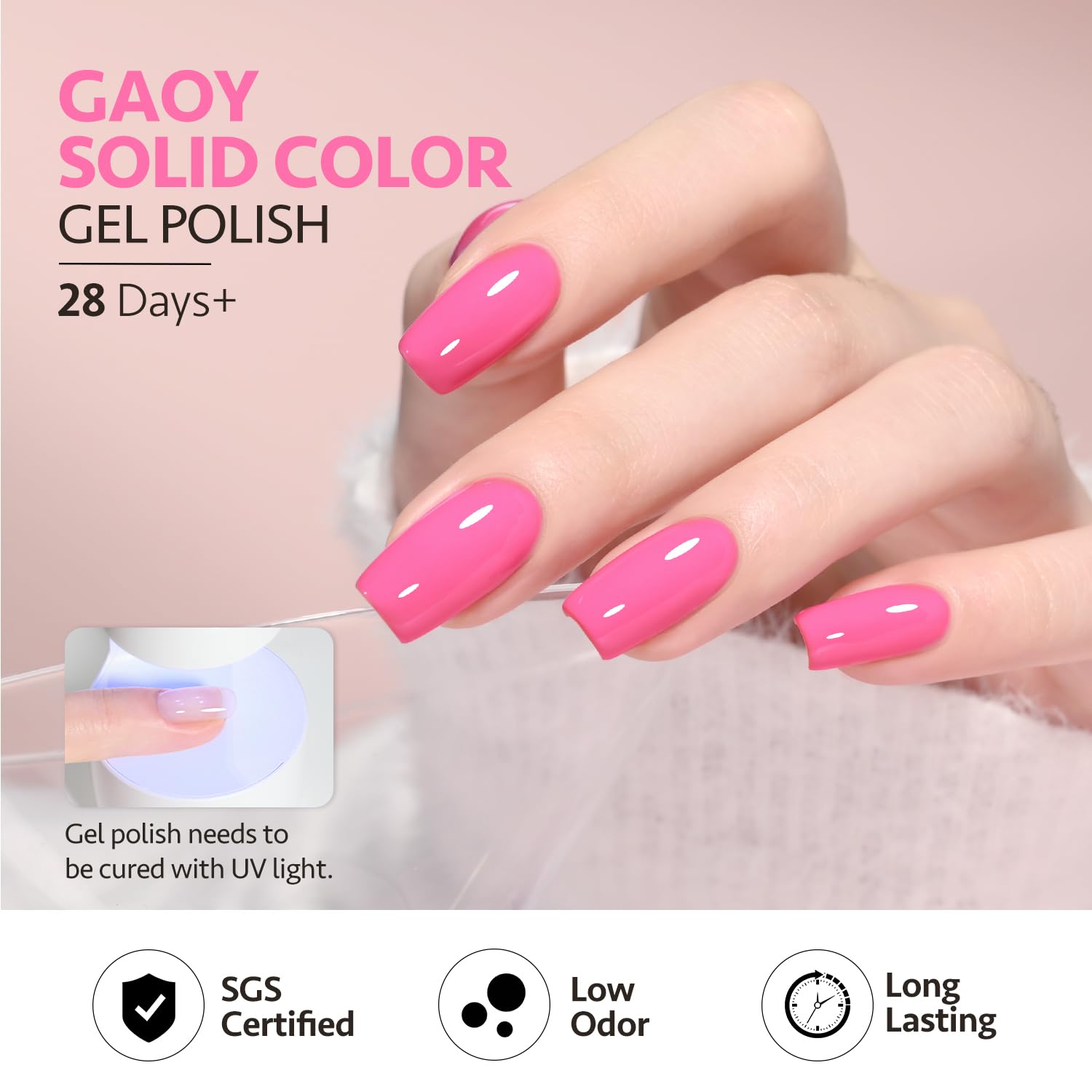 GAOY Pink Glitter packaging and labels for easy shopping at home