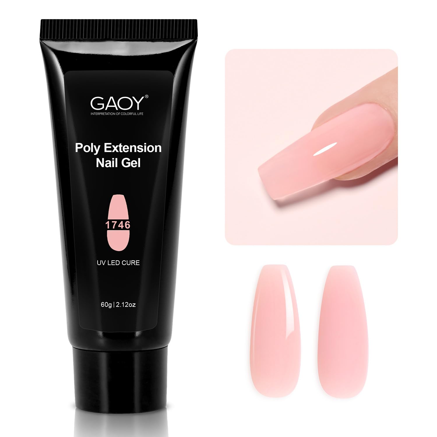 GAOY Poly Gel 60g clear pink bottle for quick DIY nails