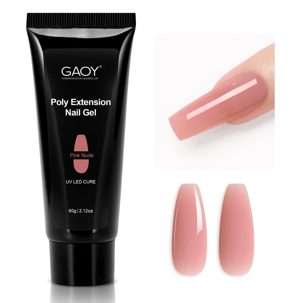 GAOY Poly Gel 60g nude packaging for durable nail extensions.
