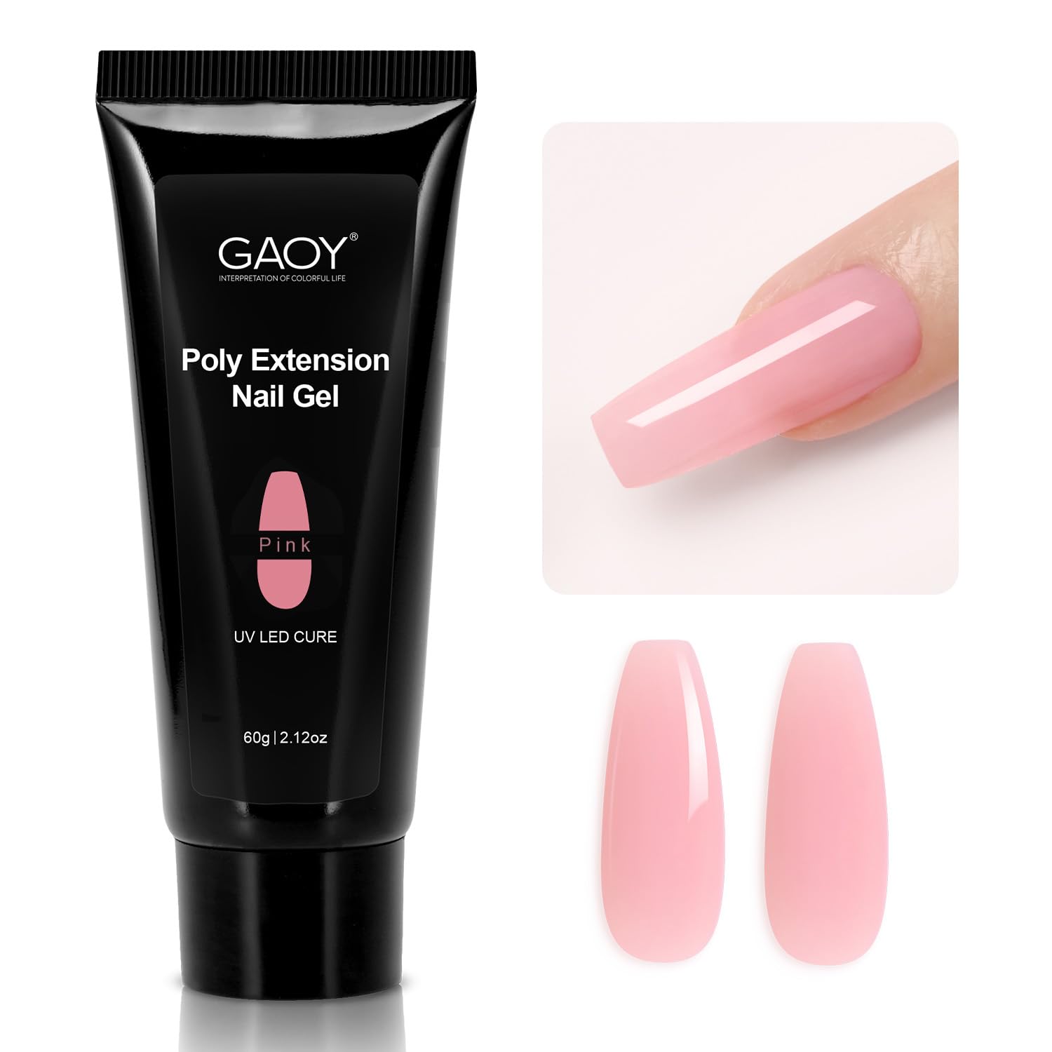 GAOY Poly Gel 60g pink bottle for smooth sculpting and durable nails