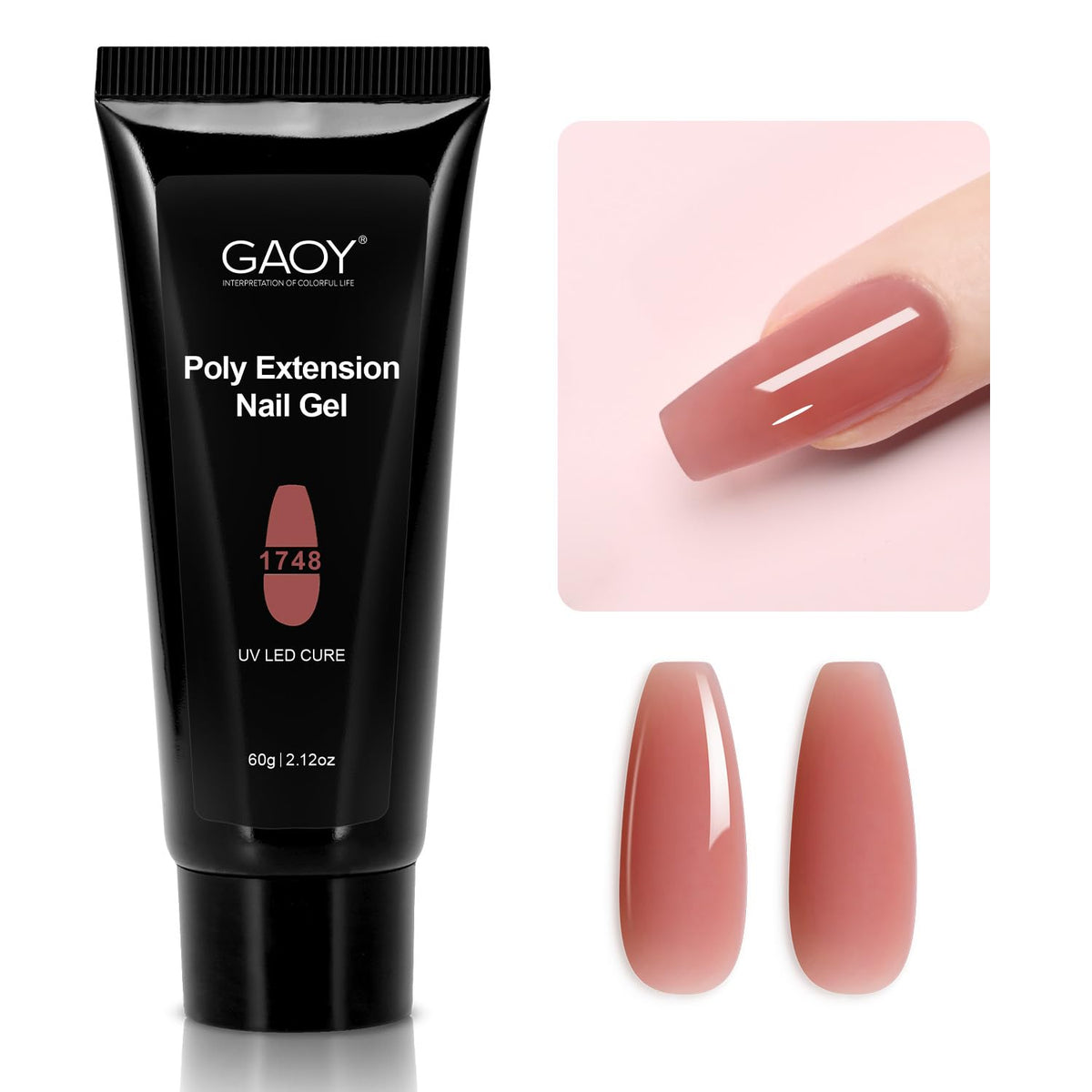 GAOY Poly Gel 60g pink maroon bottle for long-lasting nail extensions