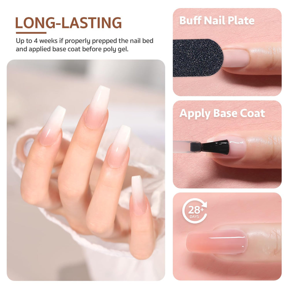 Nail extension quick cure with GAOY poly gel under 60-second UV light.
