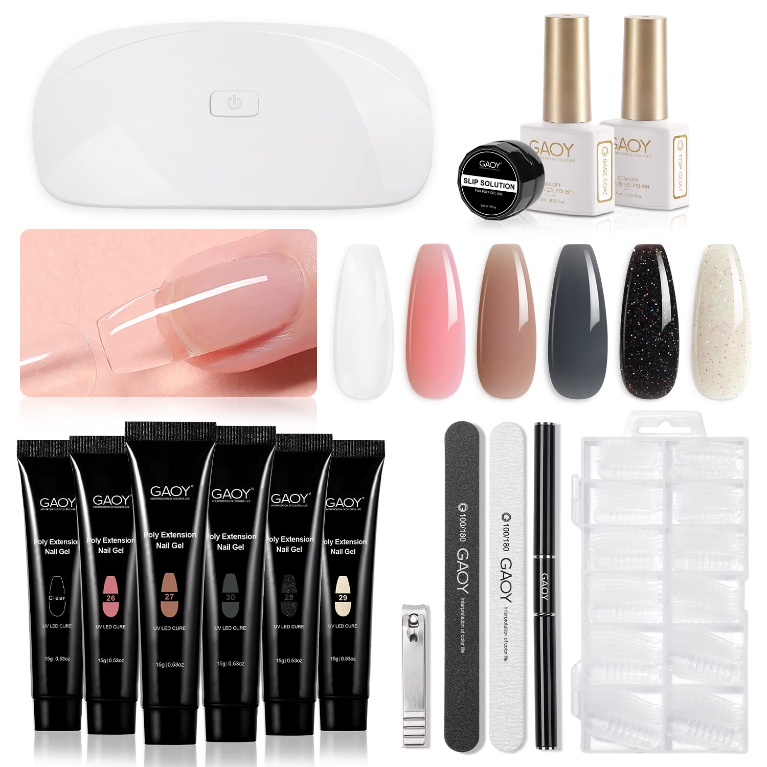 GAOY poly gel kit with UV lamp for at-home extensions