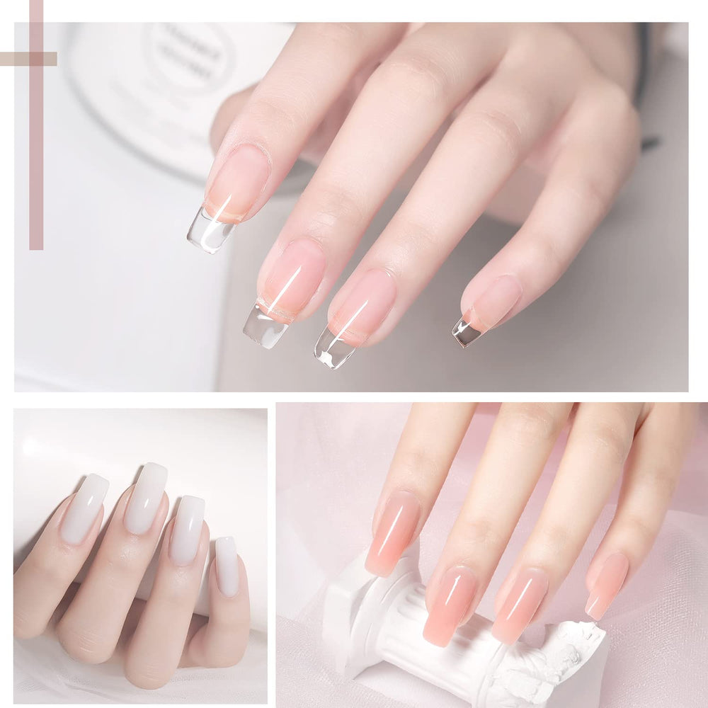 GAOY Poly Gel Set nail extension demonstration shows smooth spread and natural-looking lift.