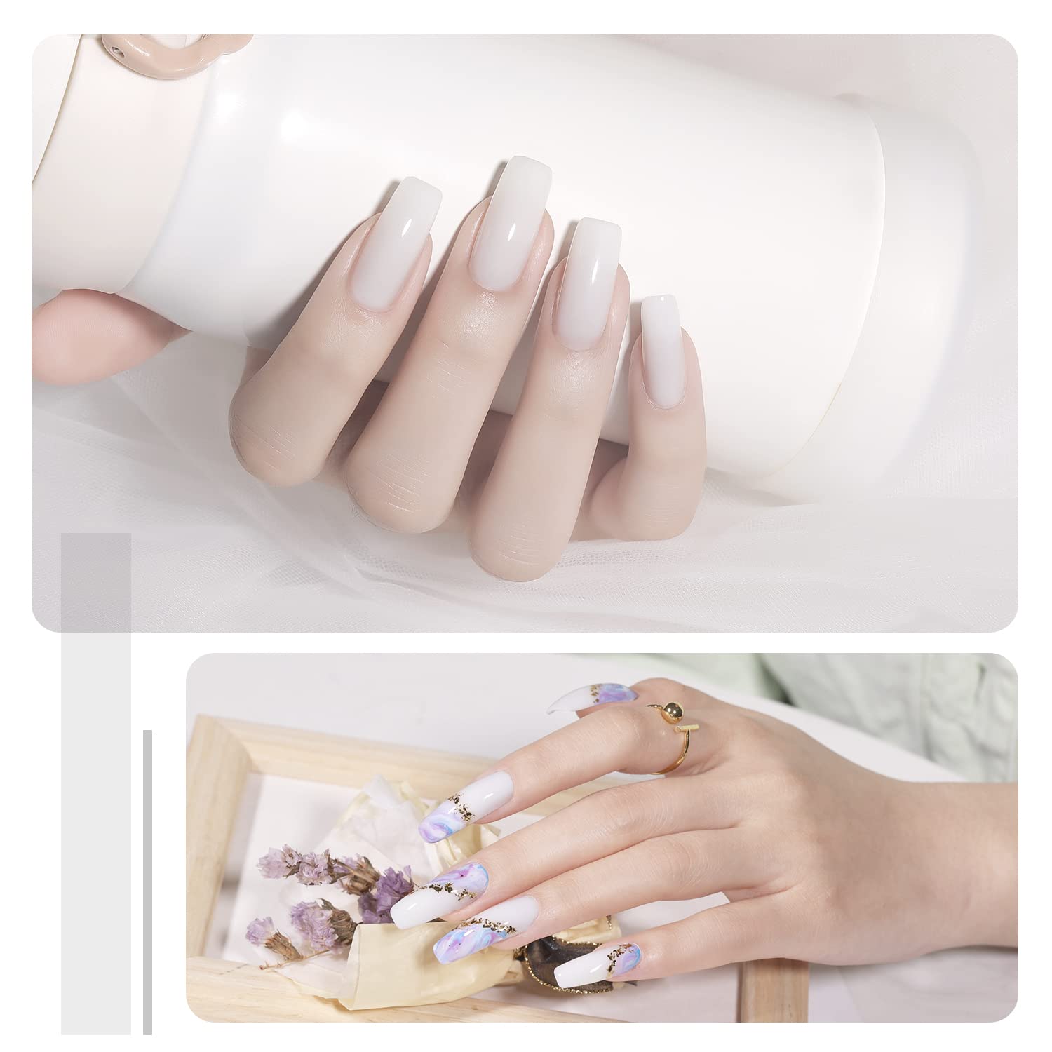 GAOY Poly Gel cures in 60 seconds with UV light.