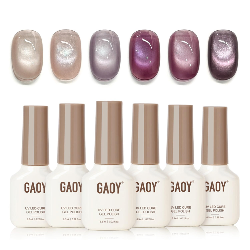 GAOY purple cat eye gel polish kit with magnet for at-home nail art