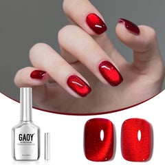 GAOY Red Cat Eye gel polish bottle with red glitter for magnetic shimmer.