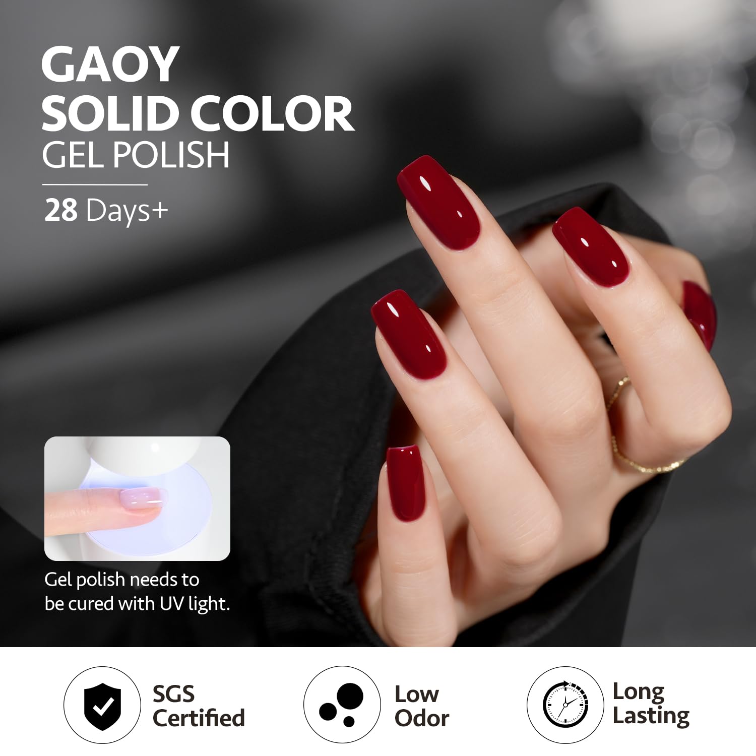 GAOY home manicure setup featuring 16ml bottle and tools