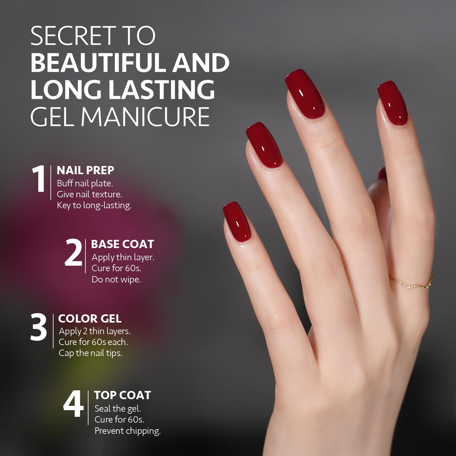 GAOY gel nail polish with base and top coats for glossy finish