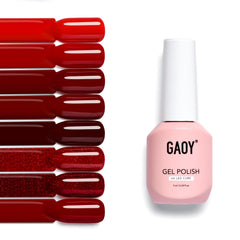 GAOY red gel nail polish set packaging for at-home manicures