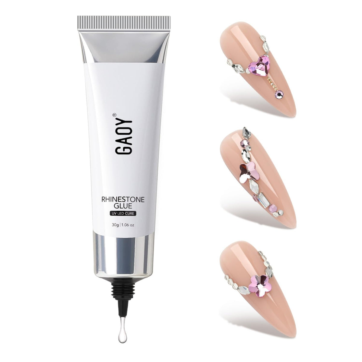 GAOY Rhinestone Glue for strong adhesion on nail gems and decorations.