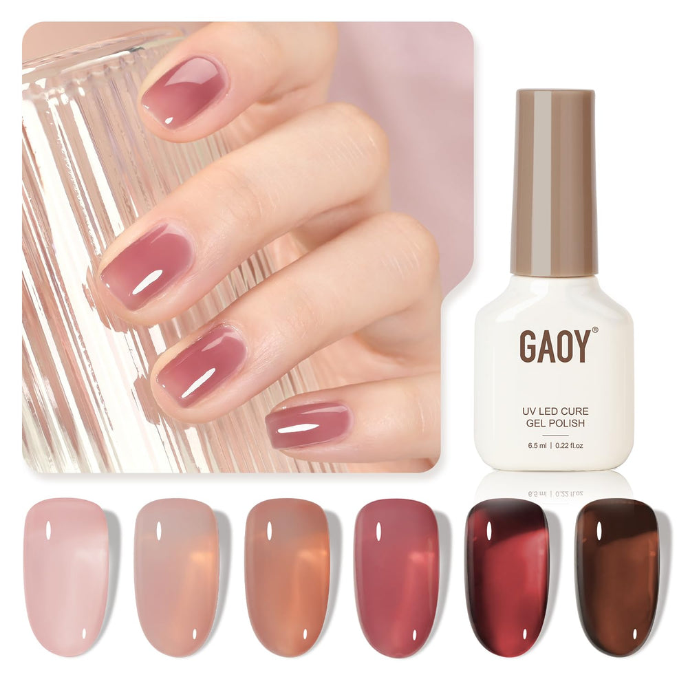 GAOY Rose Garden Jelly Gel Nail Polish bottles show six color options for at-home nails.