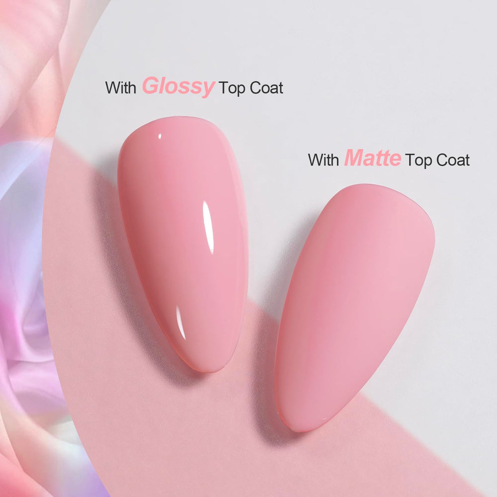GAOY Rose Pink nail polish close-up for soft candy color in spring-summer looks.
