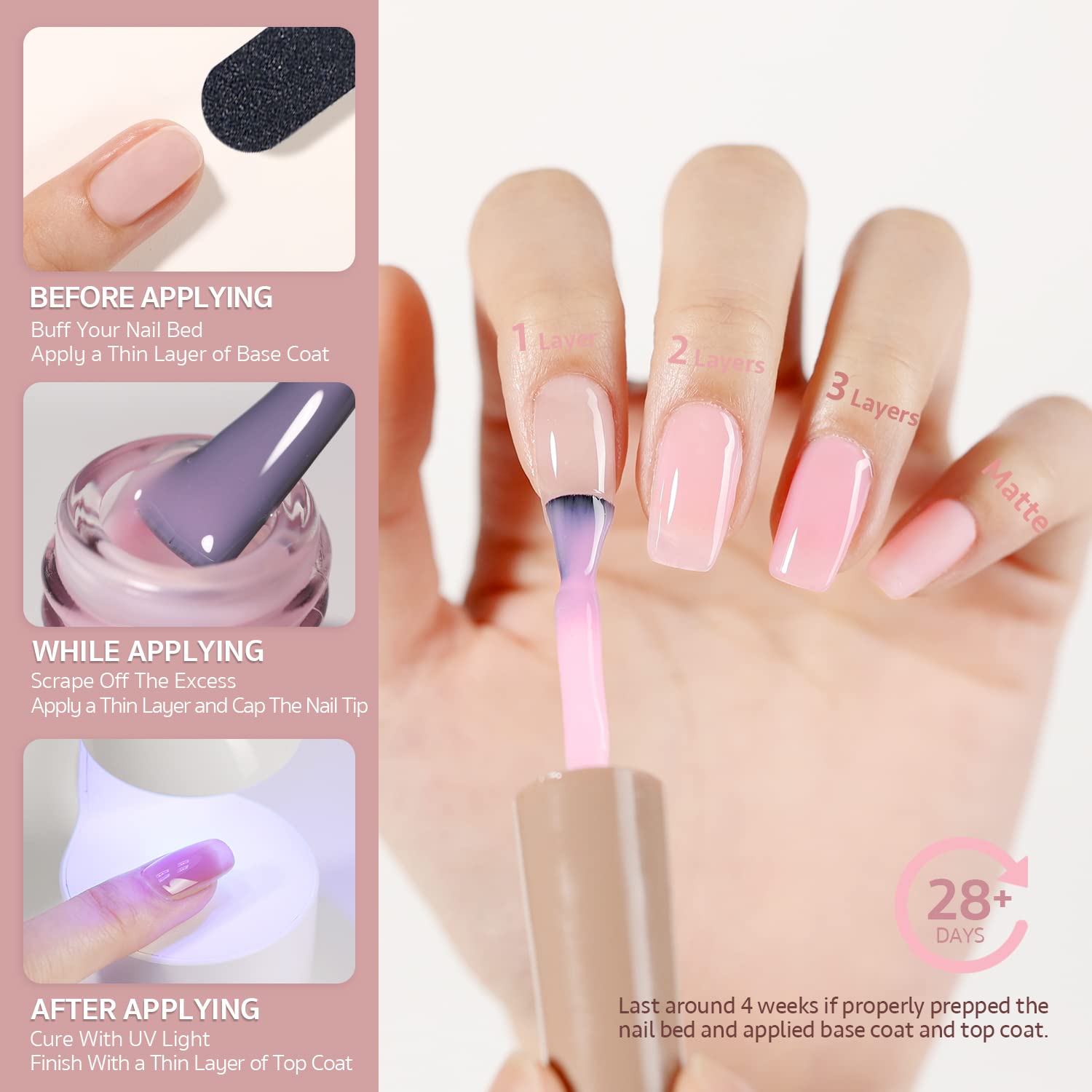 GAOY nail wheel featuring jelly pink shade for shade matching and testing.