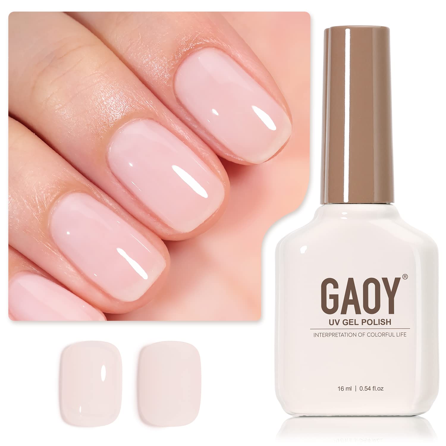GAOY Sheer Light Pink gel polish bottle for subtle at-home manicure.