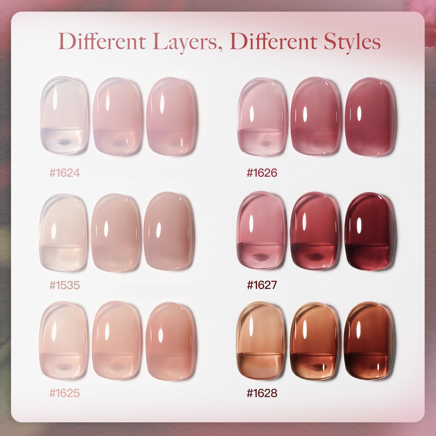 GAOY gel polish close-up demonstrates buildable sheer to opaque coverage.