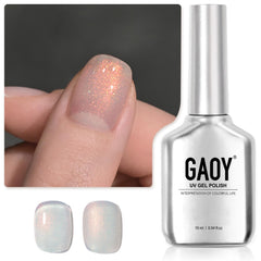 GAOY Shimmer Gel Nail Polish bottle in Aqua Glimmer for at-home art.