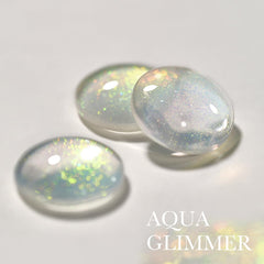 GAOY Shimmer Gel on nails showing clear aqua glitter.