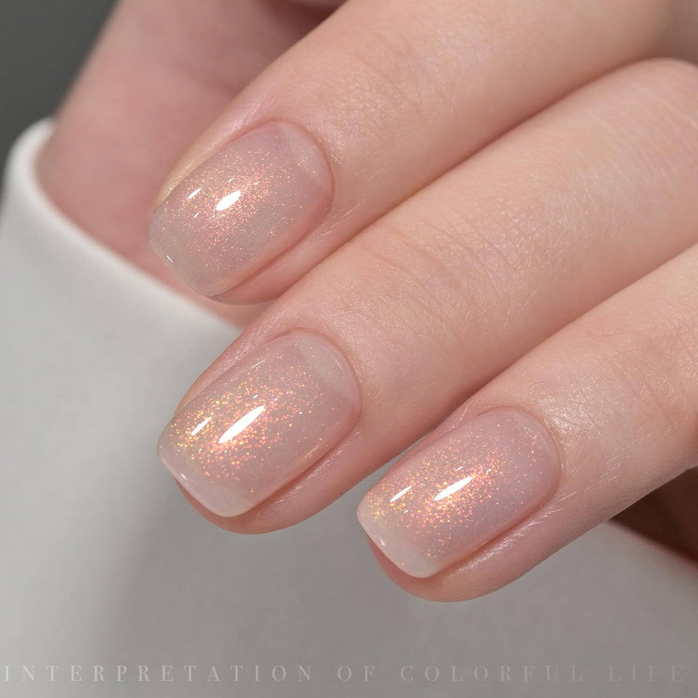 GAOY Shimmer Gel under UV lamp cures to a glossy finish.