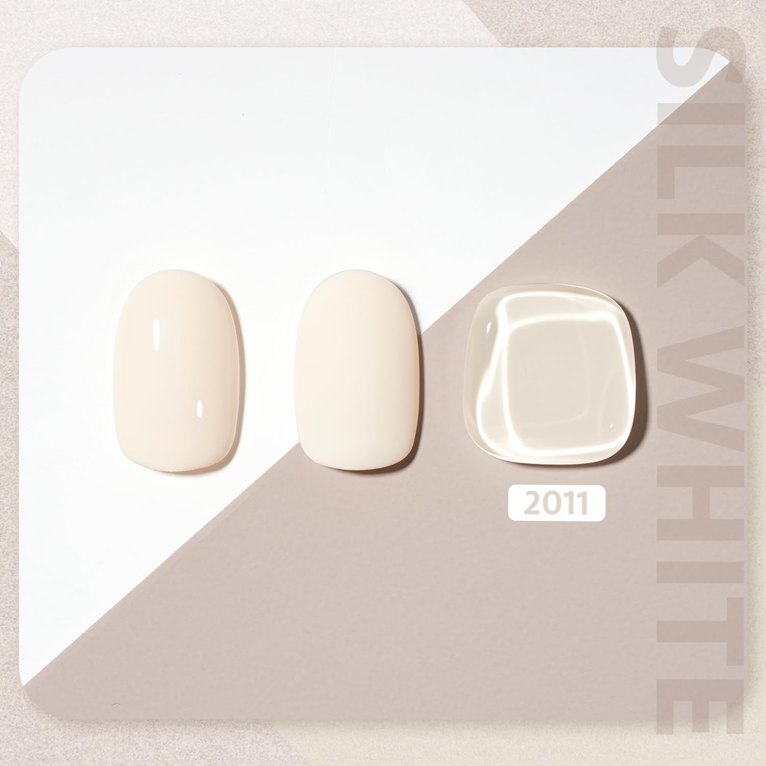GAOY silk white gel swatch on nail showing opaque coverage and smooth texture