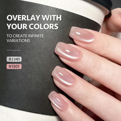 Translucent silvery moonlight finish ideal for layering with colors