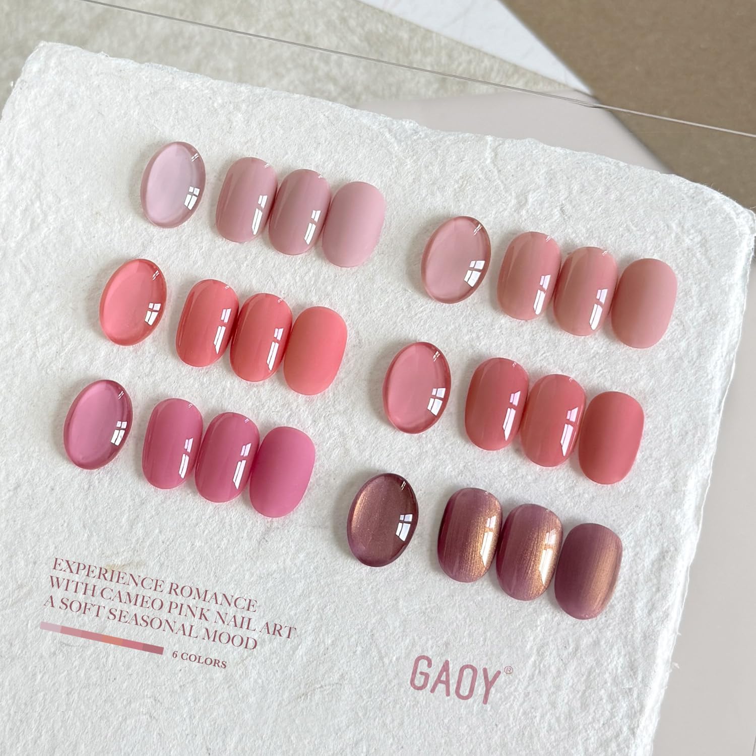 GAOY six-color pink gel polish bottles for stylish, long-lasting manicures