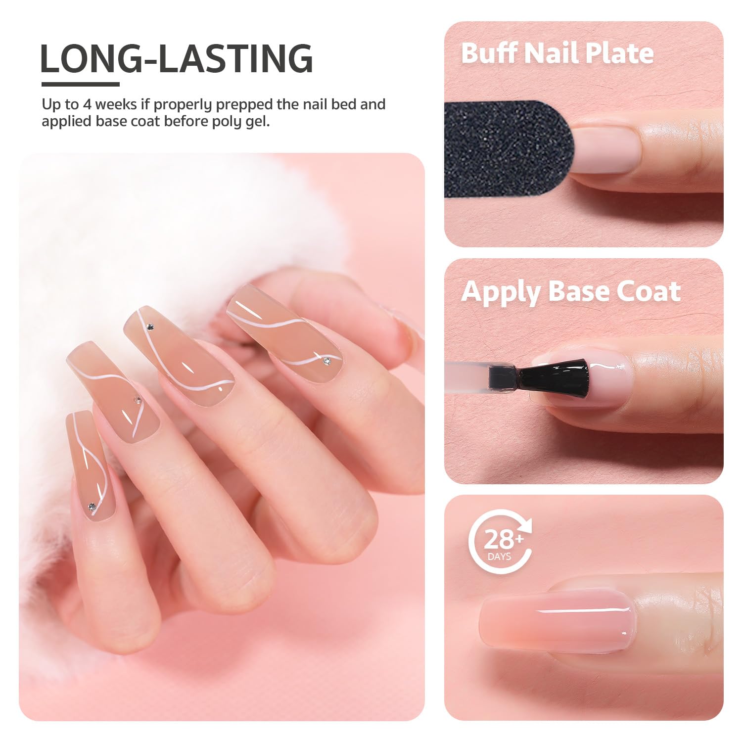 GAOY slip solution used to smooth poly gel for even, flawless results.