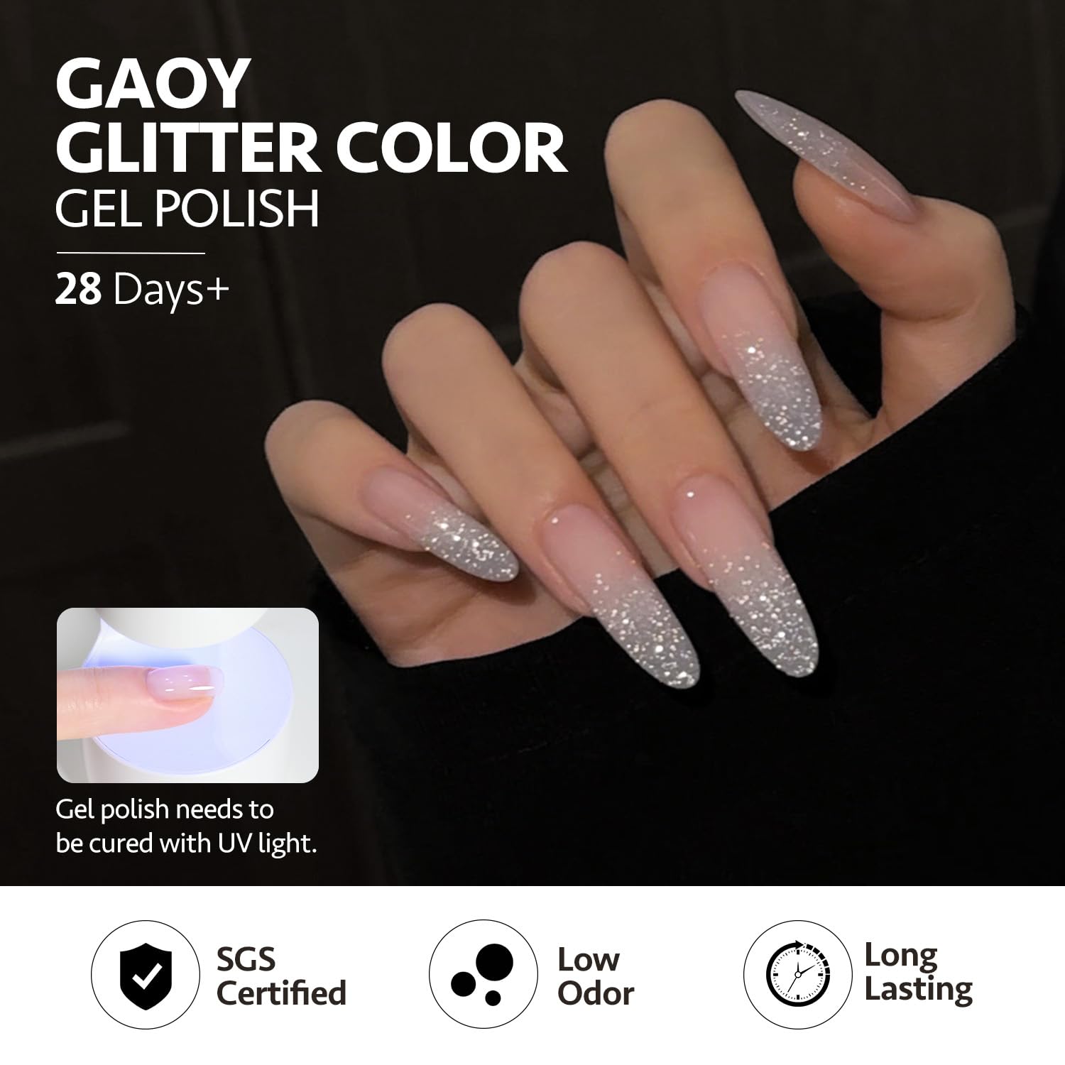 GAOY Soak-off UV Gel is easy to cure under lamp for durable wear
