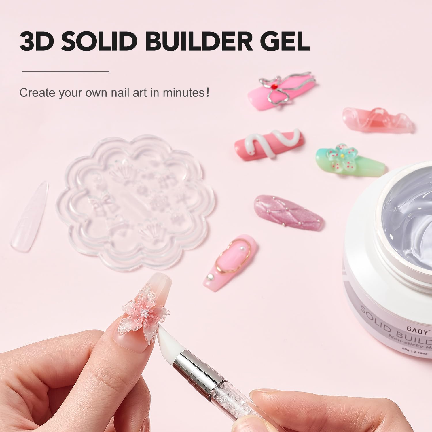 GAOY solid builder gel dual forms enable precise 3D sculpting and modeling.