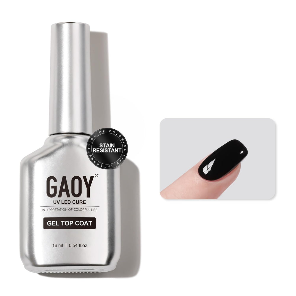 GAOY stain-resistant gel top coat bottle front for lasting gel manicures