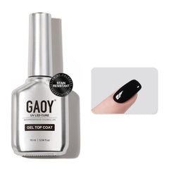 GAOY stain-resistant gel top coat bottle front for lasting gel manicures