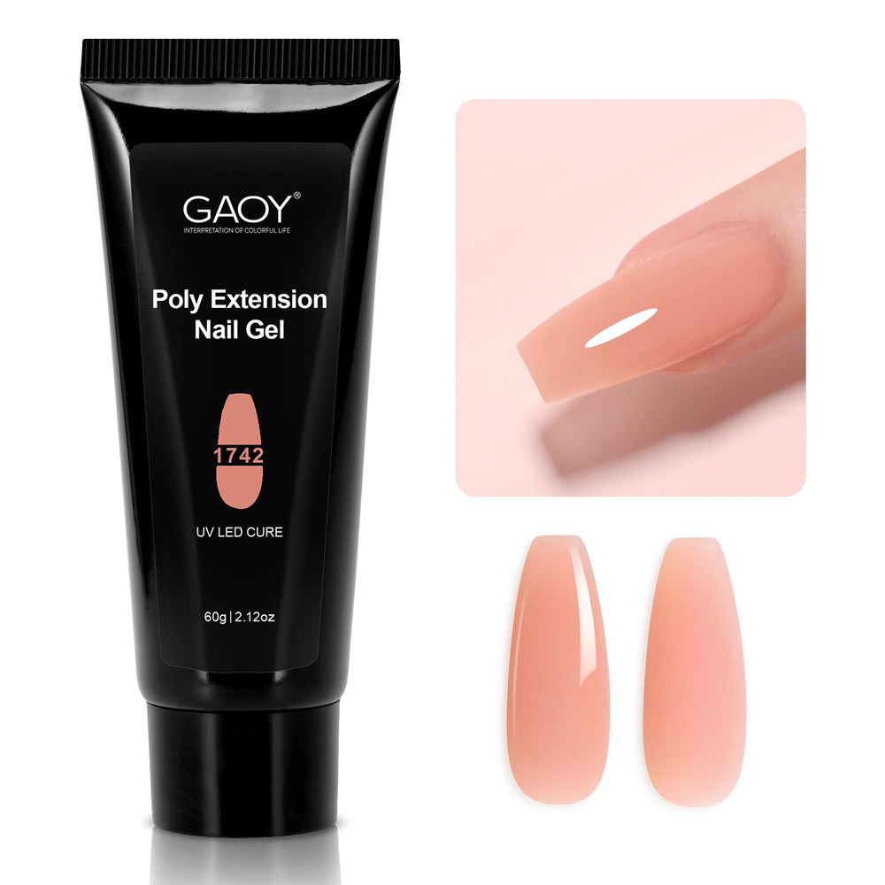 GAOY Tea Rose Poly Gel 60g bottle for quick salon-grade nail extensions.