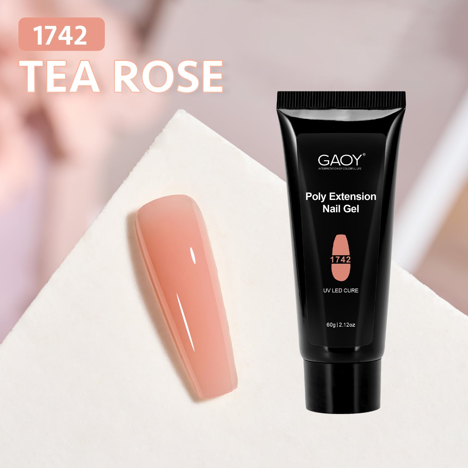 GAOY Tea Rose UV cure 60s image emphasizes fast dry time.