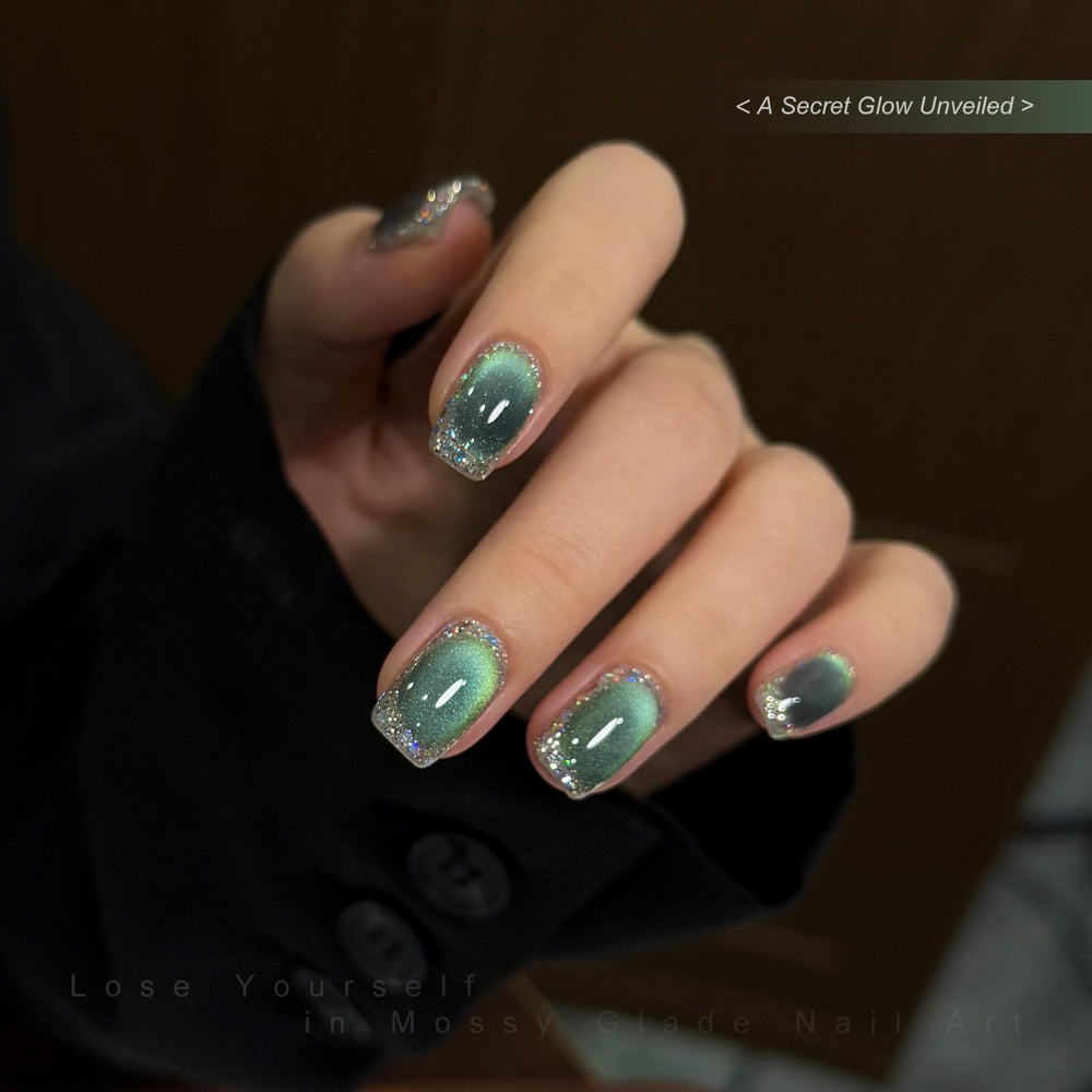 GAOY translucent holographic gel finish under UV light